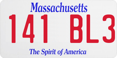MA license plate 141BL3