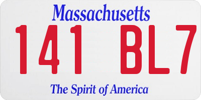 MA license plate 141BL7