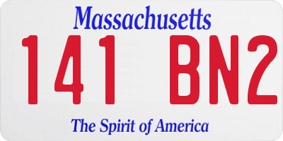 MA license plate 141BN2