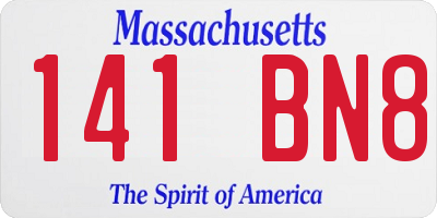 MA license plate 141BN8