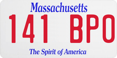 MA license plate 141BP0