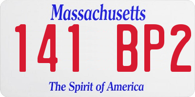MA license plate 141BP2