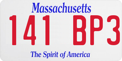 MA license plate 141BP3