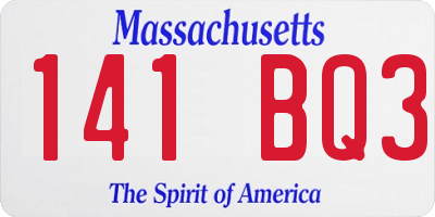 MA license plate 141BQ3