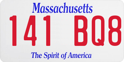 MA license plate 141BQ8