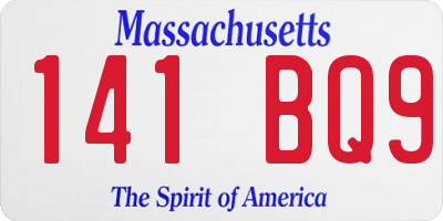 MA license plate 141BQ9
