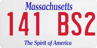 MA license plate 141BS2