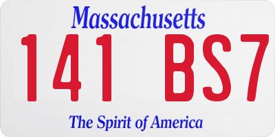 MA license plate 141BS7