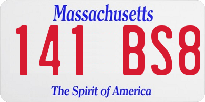 MA license plate 141BS8