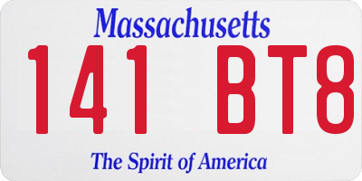 MA license plate 141BT8