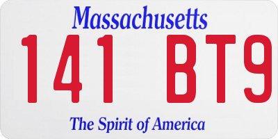 MA license plate 141BT9