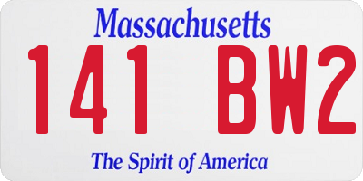 MA license plate 141BW2