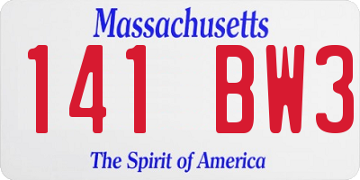MA license plate 141BW3