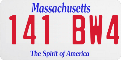 MA license plate 141BW4
