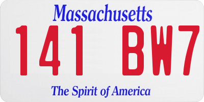 MA license plate 141BW7