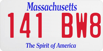MA license plate 141BW8