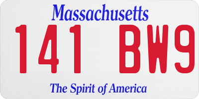 MA license plate 141BW9