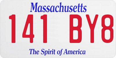MA license plate 141BY8