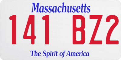 MA license plate 141BZ2
