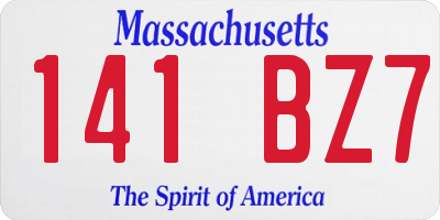 MA license plate 141BZ7