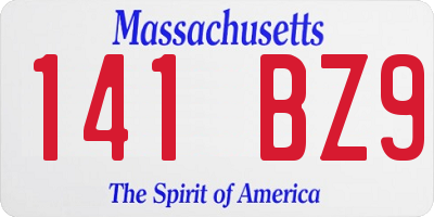 MA license plate 141BZ9