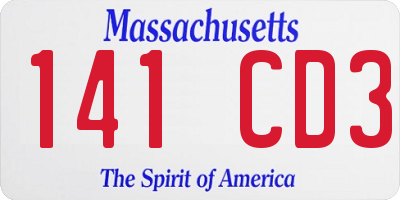 MA license plate 141CD3