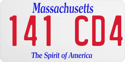 MA license plate 141CD4