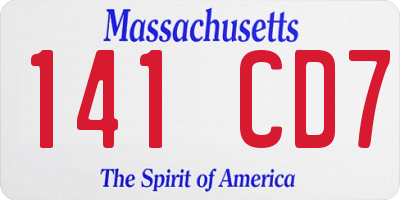 MA license plate 141CD7