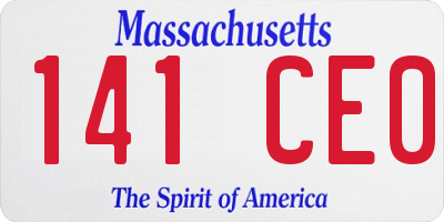 MA license plate 141CE0