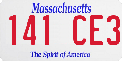 MA license plate 141CE3