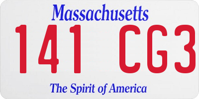 MA license plate 141CG3