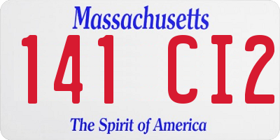 MA license plate 141CI2