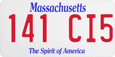 MA license plate 141CI5