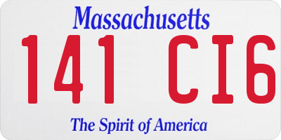 MA license plate 141CI6