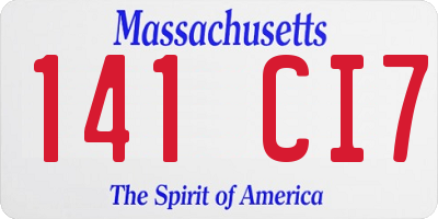 MA license plate 141CI7