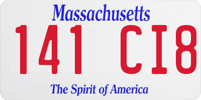 MA license plate 141CI8