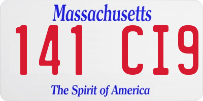 MA license plate 141CI9