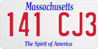 MA license plate 141CJ3