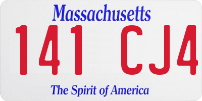 MA license plate 141CJ4