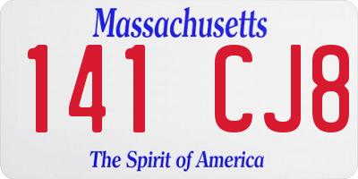 MA license plate 141CJ8