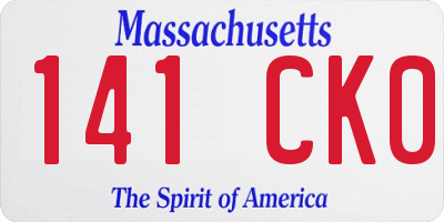 MA license plate 141CK0
