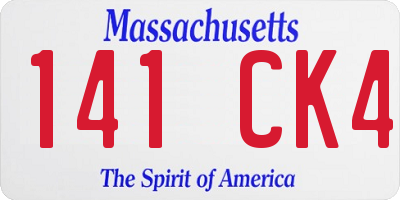MA license plate 141CK4