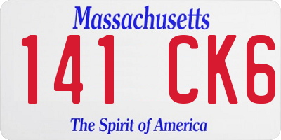 MA license plate 141CK6