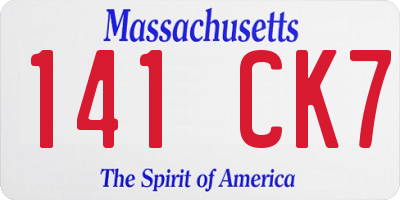 MA license plate 141CK7