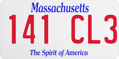 MA license plate 141CL3