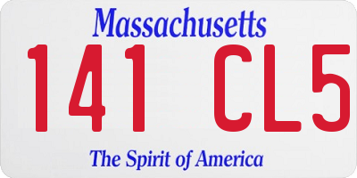 MA license plate 141CL5