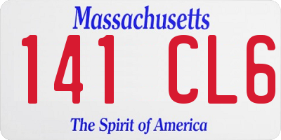 MA license plate 141CL6