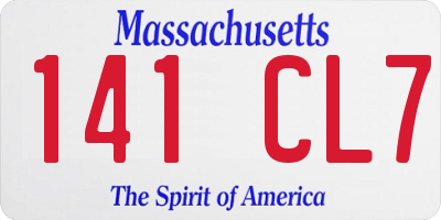 MA license plate 141CL7