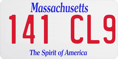 MA license plate 141CL9