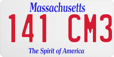 MA license plate 141CM3